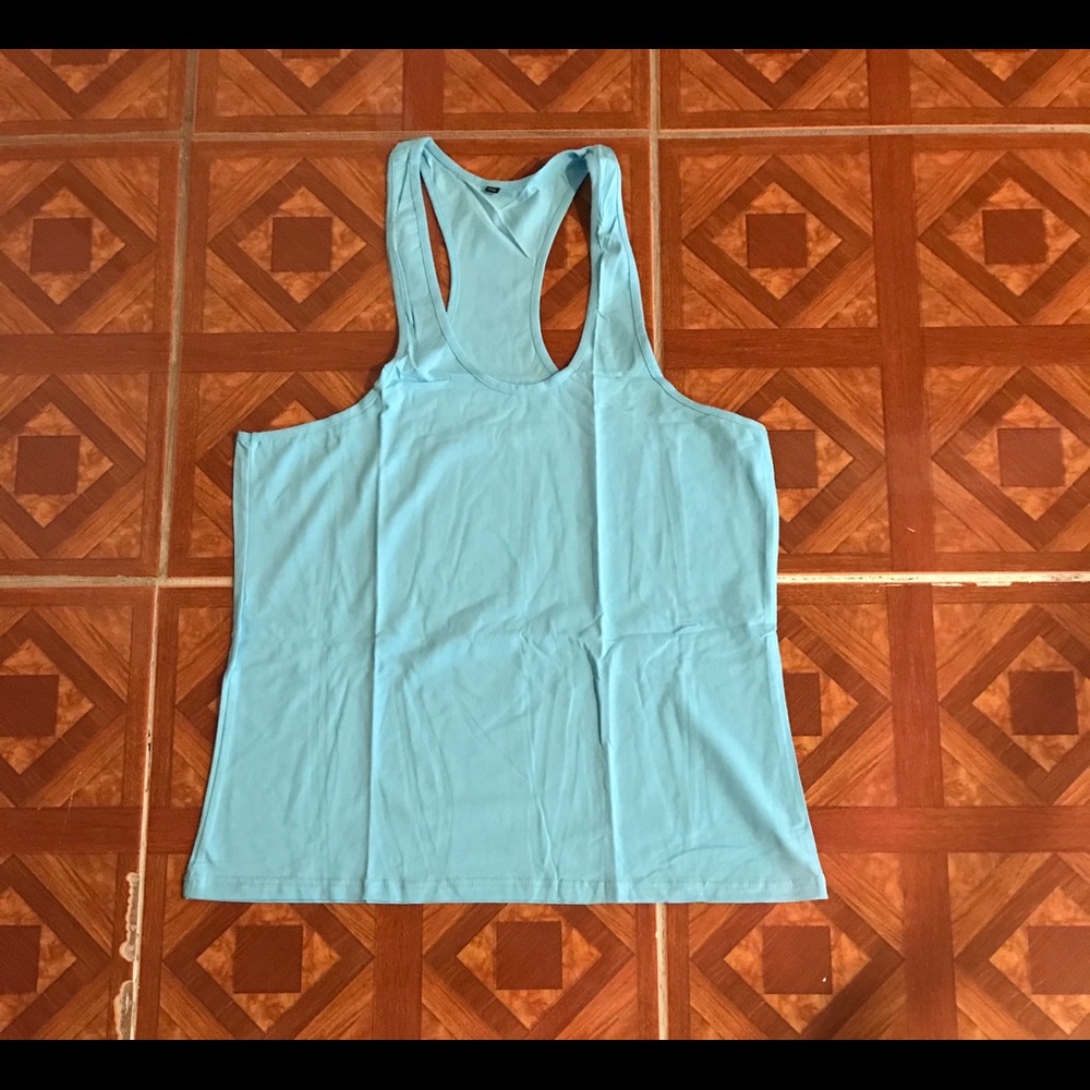Gym workout tank stringer athletic blue